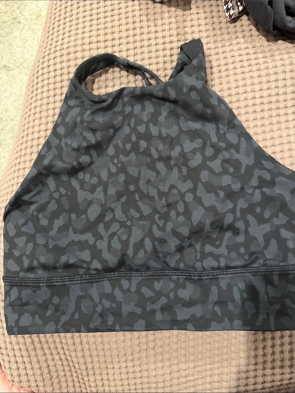 lululemon athletica High-Neck Sports Bra in Charcoal and Slate Camo